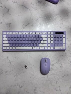 Wireless Keyboard and Mouse Combo - Purple & White, 2.4 G